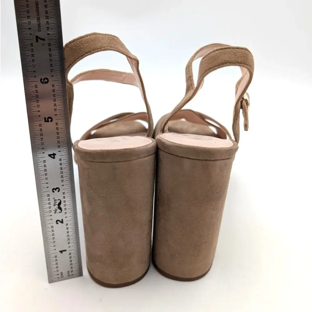 Kate Spade Delphi Heel Platform Sandal Women's Roasted Almond Size US9B EU39.5